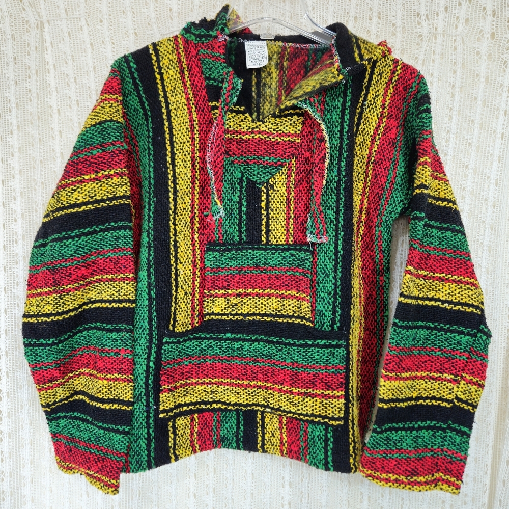 (NEW) Made in Mexico Searpe Baja Hoodie Rasta Colors Size Small